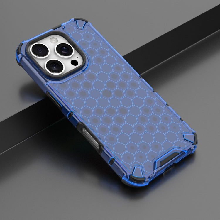 For iPhone 16 Pro Max Honeycomb Shockproof Phone Case(Blue) by buy2fix