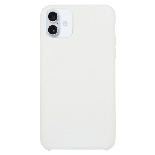Solid Silicone Phone Case For iPhone 16 Plus(White)