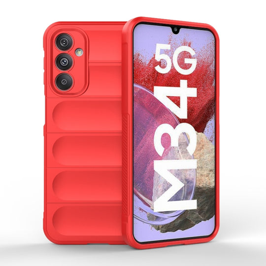 For Samsung Galaxy M34 5G India Magic Shield TPU + Flannel Phone Case(Red)
