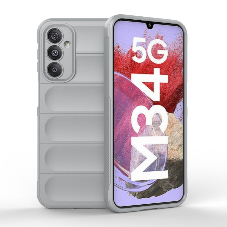 For Samsung Galaxy M34 5G India Magic Shield TPU + Flannel Phone Case(Grey) by buy2fix