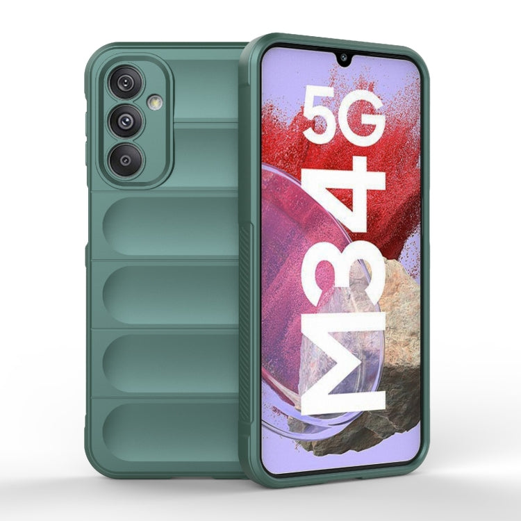 For Samsung Galaxy M34 5G India Magic Shield TPU + Flannel Phone Case(Dark Green) by buy2fix