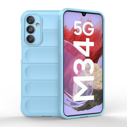 For Samsung Galaxy M34 5G India Magic Shield TPU + Flannel Phone Case(Light Blue) by buy2fix