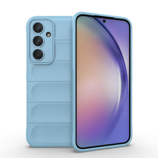 For Samsung Galaxy A35 5G Magic Shield TPU + Flannel Phone Case(Light Blue)