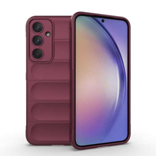 For Samsung Galaxy A35 5G Magic Shield TPU + Flannel Phone Case(Wine Red)