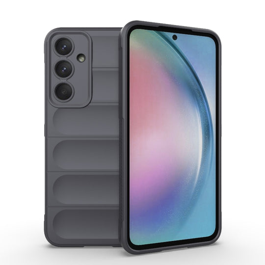 For Samsung Galaxy A55 5G Magic Shield TPU + Flannel Phone Case(Dark Grey)
