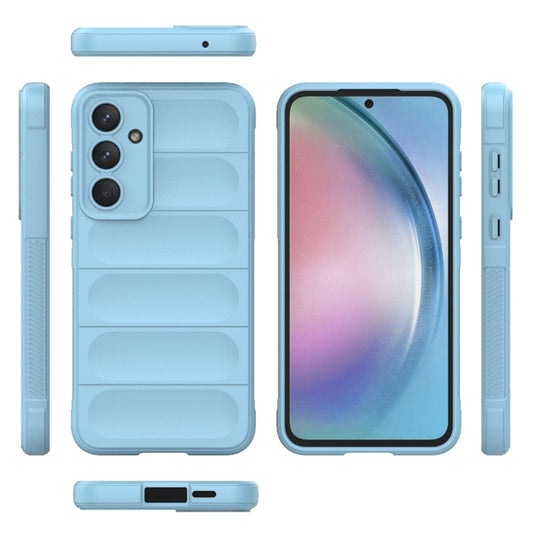 For Samsung Galaxy A55 5G Magic Shield TPU + Flannel Phone Case(Light Blue) by buy2fix