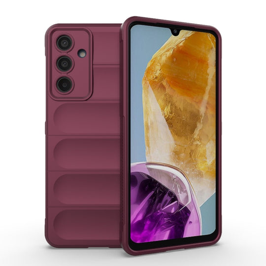 For Samsung Galaxy M55 5G Magic Shield TPU + Flannel Phone Case(Wine Red)