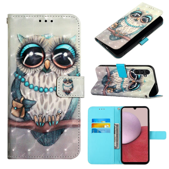 For Samsung Galaxy A25 5G / A24 3D Painting Horizontal Flip Leather Phone Case(Grey Owl)