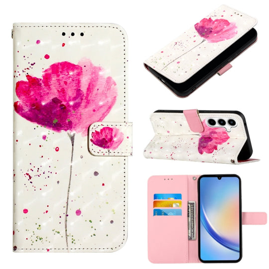 For Samsung Galaxy A35 5G 3D Painting Horizontal Flip Leather Phone Case(Flower)