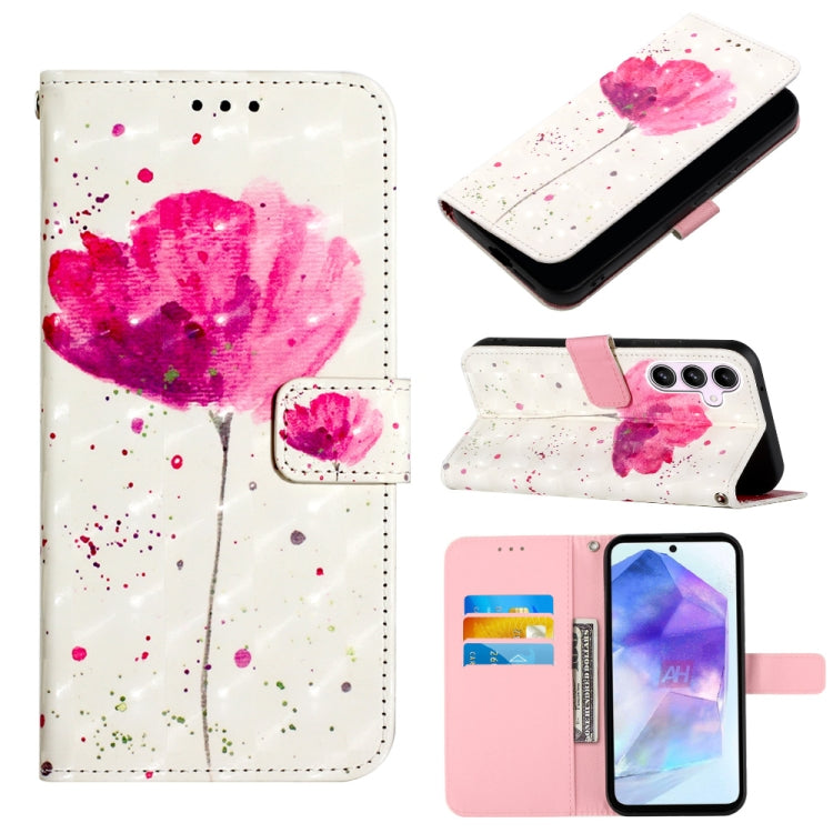 For Samsung Galaxy A55 3D Painting Horizontal Flip Leather Phone Case(Flower) by buy2fix