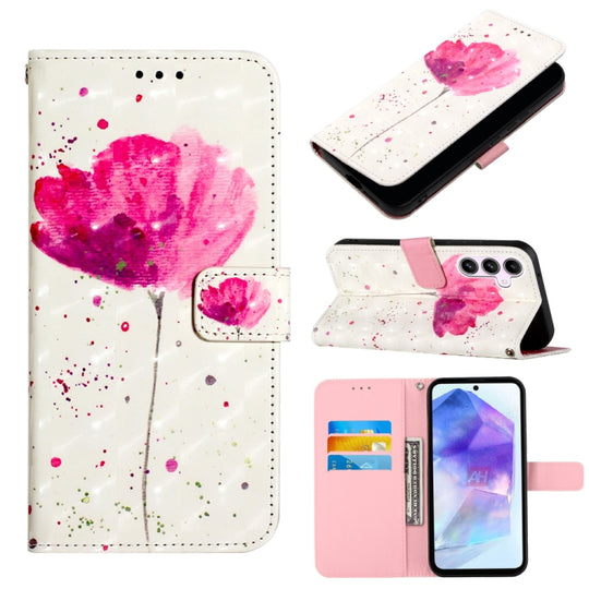 For Samsung Galaxy A55 3D Painting Horizontal Flip Leather Phone Case(Flower)