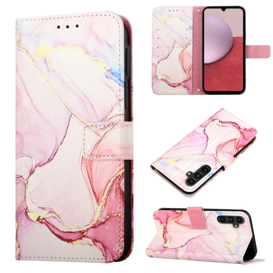 For Samsung Galaxy A25 5G PT003 Marble Pattern Flip Leather Phone Case(Rose Gold LS005)