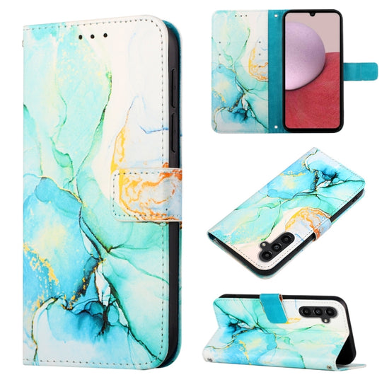For Samsung Galaxy A25 5G PT003 Marble Pattern Flip Leather Phone Case(Green LS003)