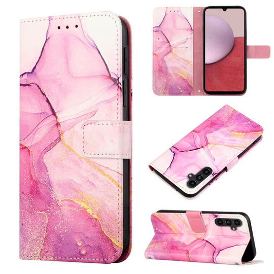 For Samsung Galaxy A05s PT003 Marble Pattern Flip Leather Phone Case(Pink Purple Gold LS001)