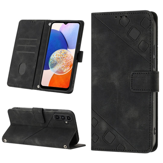 For Samsung Galaxy A25 5G / A24 Skin-feel Embossed Leather Phone Case(Black)