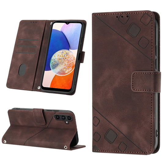 For Samsung Galaxy A15 Skin-feel Embossed Leather Phone Case(Brown)