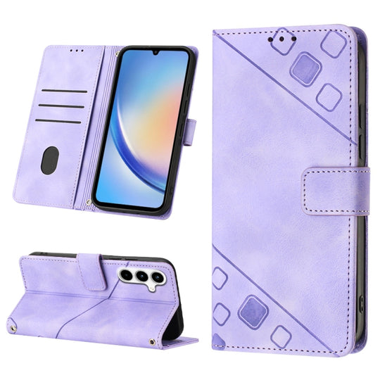 For Samsung Galaxy A35 5G Skin-feel Embossed Leather Phone Case(Light Purple)
