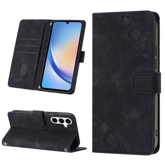 For Samsung Galaxy A35 5G Skin-feel Embossed Leather Phone Case(Black)