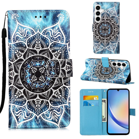 For Samsung Galaxy A35 5G Colored Drawing Pattern Plain Weave Leather Phone Case(Undersea Mandala)
