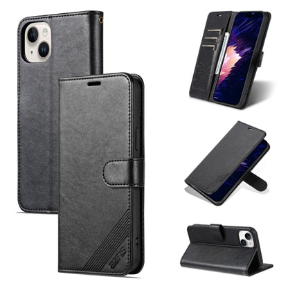 For iPhone 15 AZNS Sheepskin Texture Flip Leather Phone Case(Black) - iPhone 15 Cases by AZNS | Online Shopping UK | buy2fix
