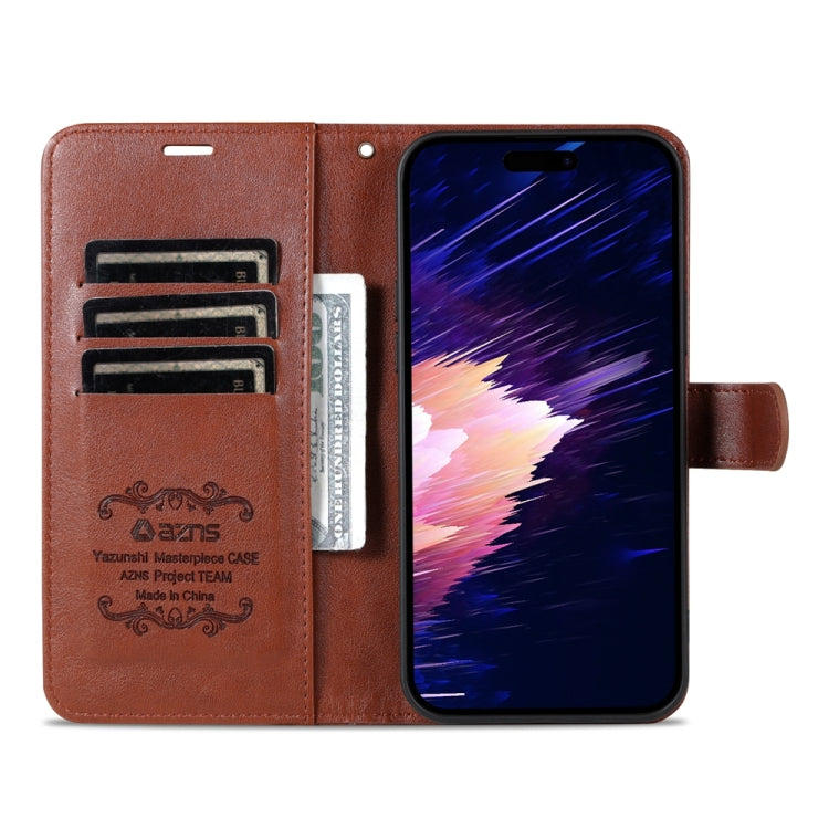 For iPhone 15 AZNS Sheepskin Texture Flip Leather Phone Case(Brown) - iPhone 15 Cases by AZNS | Online Shopping UK | buy2fix