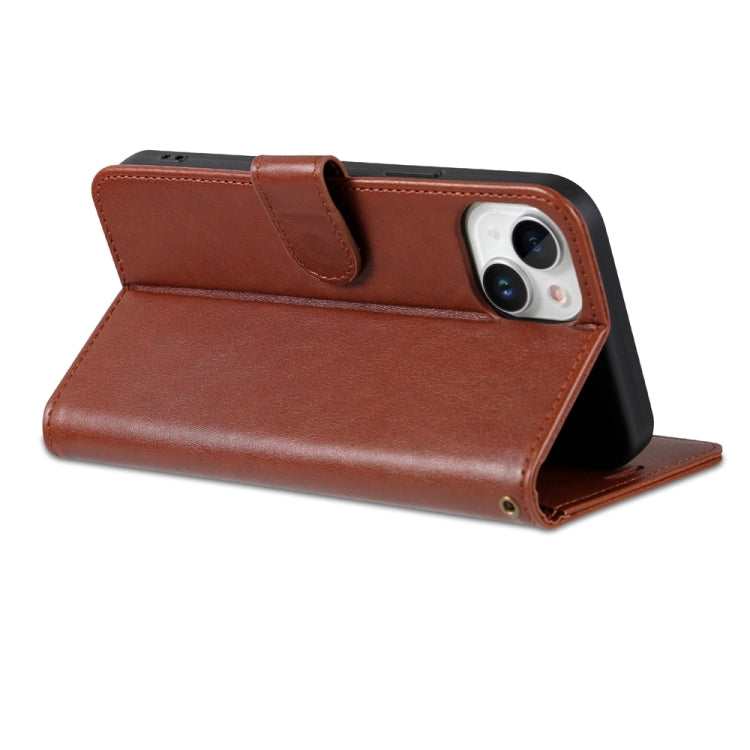 For iPhone 15 AZNS Sheepskin Texture Flip Leather Phone Case(Brown) - iPhone 15 Cases by AZNS | Online Shopping UK | buy2fix