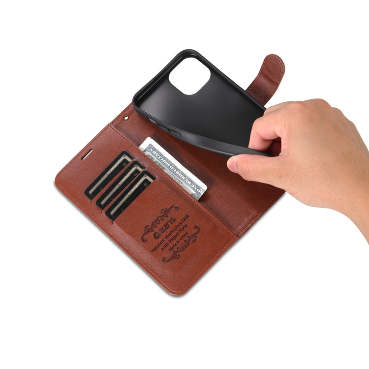 For iPhone 15 AZNS Sheepskin Texture Flip Leather Phone Case(Brown) - iPhone 15 Cases by AZNS | Online Shopping UK | buy2fix