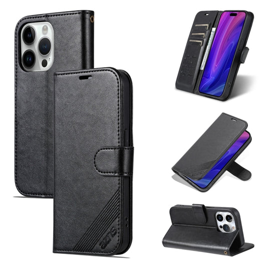 For iPhone 15 Pro AZNS Sheepskin Texture Flip Leather Phone Case(Black) - iPhone 15 Pro Cases by AZNS | Online Shopping UK | buy2fix
