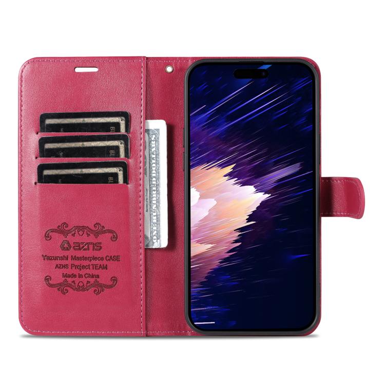 For iPhone 16e AZNS Sheepskin Texture Flip Leather Phone Case(Red) - iPhone 16e Cases by AZNS | Online Shopping UK | buy2fix