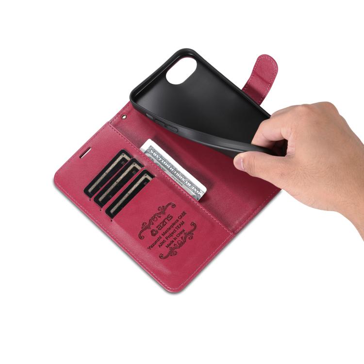 For iPhone 16e AZNS Sheepskin Texture Flip Leather Phone Case(Red) - iPhone 16e Cases by AZNS | Online Shopping UK | buy2fix