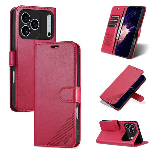 For iPhone 17 Pro AZNS Sheepskin Texture Flip Leather Phone Case(Red)