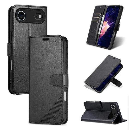 For iPhone Air AZNS Sheepskin Texture Flip Leather Phone Case(Black)