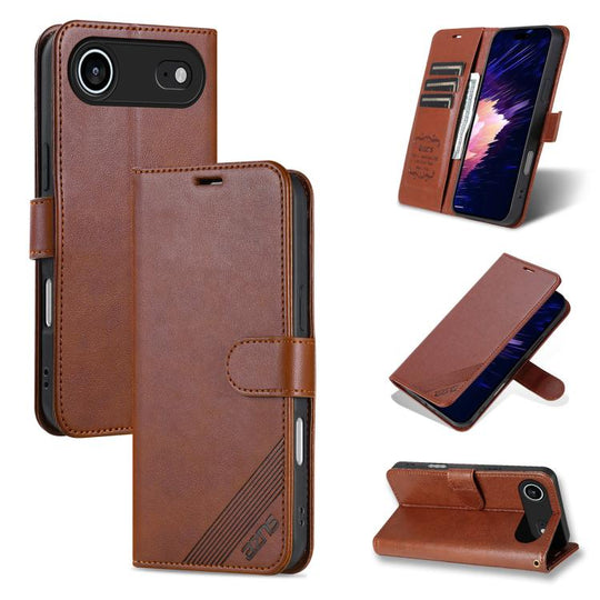 For iPhone Air AZNS Sheepskin Texture Flip Leather Phone Case(Brown)