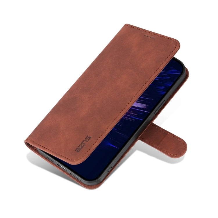 For iPhone 15 AZNS Skin Feel Calf Texture Flip Leather Phone Case(Brown) - iPhone 15 Cases by AZNS | Online Shopping UK | buy2fix