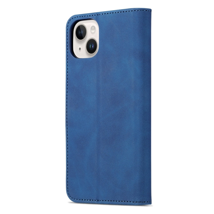 For iPhone 15 AZNS Skin Feel Calf Texture Flip Leather Phone Case(Blue) - iPhone 15 Cases by AZNS | Online Shopping UK | buy2fix