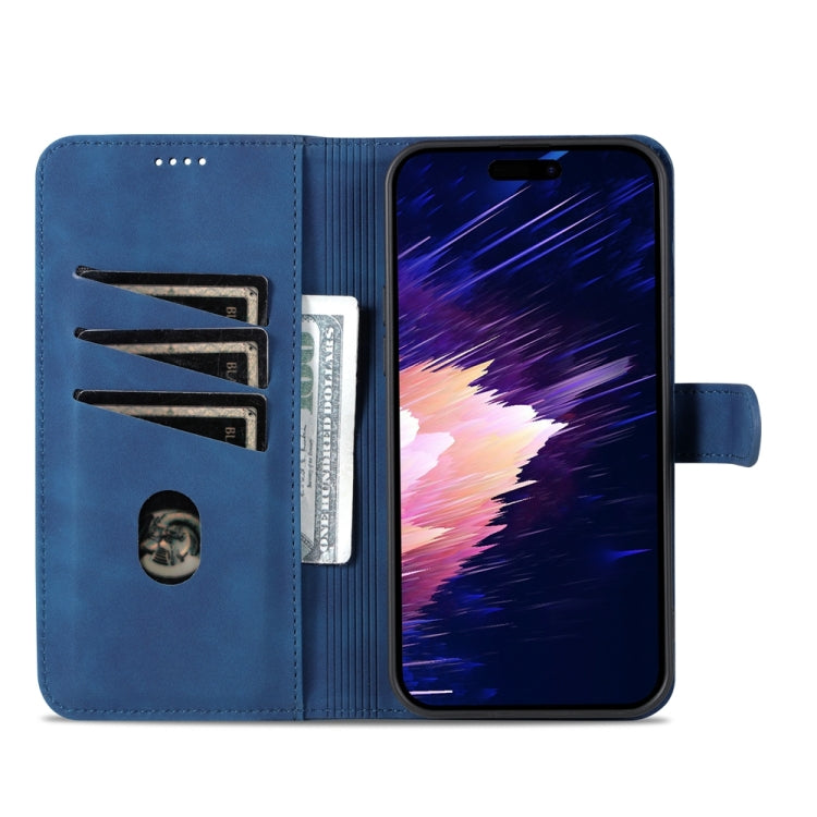 For iPhone 15 AZNS Skin Feel Calf Texture Flip Leather Phone Case(Blue) - iPhone 15 Cases by AZNS | Online Shopping UK | buy2fix