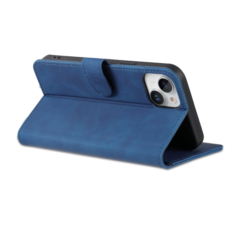 For iPhone 15 AZNS Skin Feel Calf Texture Flip Leather Phone Case(Blue) - iPhone 15 Cases by AZNS | Online Shopping UK | buy2fix