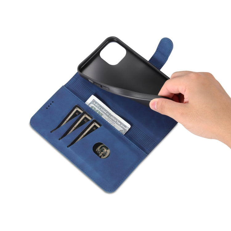 For iPhone 15 AZNS Skin Feel Calf Texture Flip Leather Phone Case(Blue) - iPhone 15 Cases by AZNS | Online Shopping UK | buy2fix