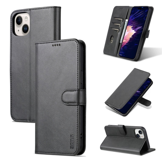 For iPhone 15 AZNS Skin Feel Calf Texture Flip Leather Phone Case(Black) - iPhone 15 Cases by AZNS | Online Shopping UK | buy2fix