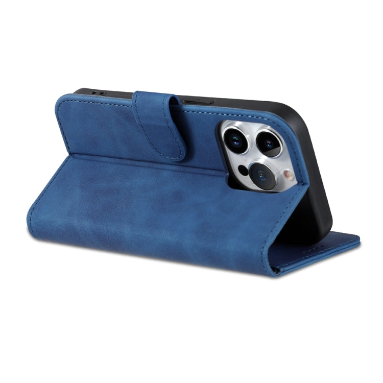 For iPhone 15 Pro AZNS Skin Feel Calf Texture Flip Leather Phone Case(Blue) - iPhone 15 Pro Cases by AZNS | Online Shopping UK | buy2fix