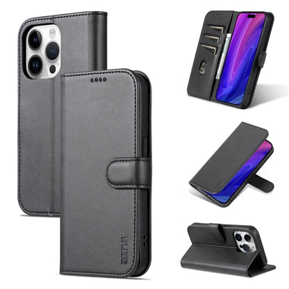 For iPhone 15 Pro AZNS Skin Feel Calf Texture Flip Leather Phone Case(Black) - iPhone 15 Pro Cases by AZNS | Online Shopping UK | buy2fix