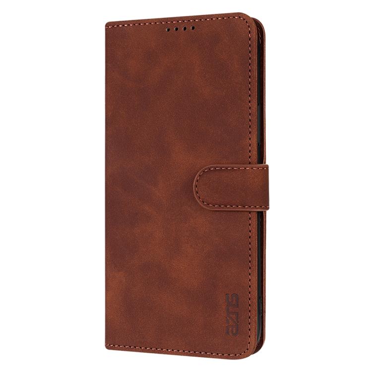 For iPhone 16e AZNS Skin Feel Calf Texture Flip Leather Phone Case(Brown) - iPhone 16e Cases by AZNS | Online Shopping UK | buy2fix