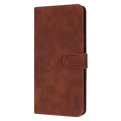 For iPhone 16e AZNS Skin Feel Calf Texture Flip Leather Phone Case(Brown) - iPhone 16e Cases by AZNS | Online Shopping UK | buy2fix