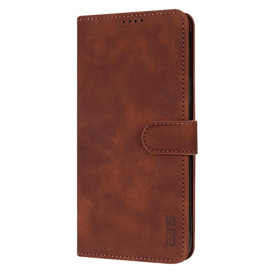 For iPhone 16e AZNS Skin Feel Calf Texture Flip Leather Phone Case(Brown) - iPhone 16e Cases by AZNS | Online Shopping UK | buy2fix