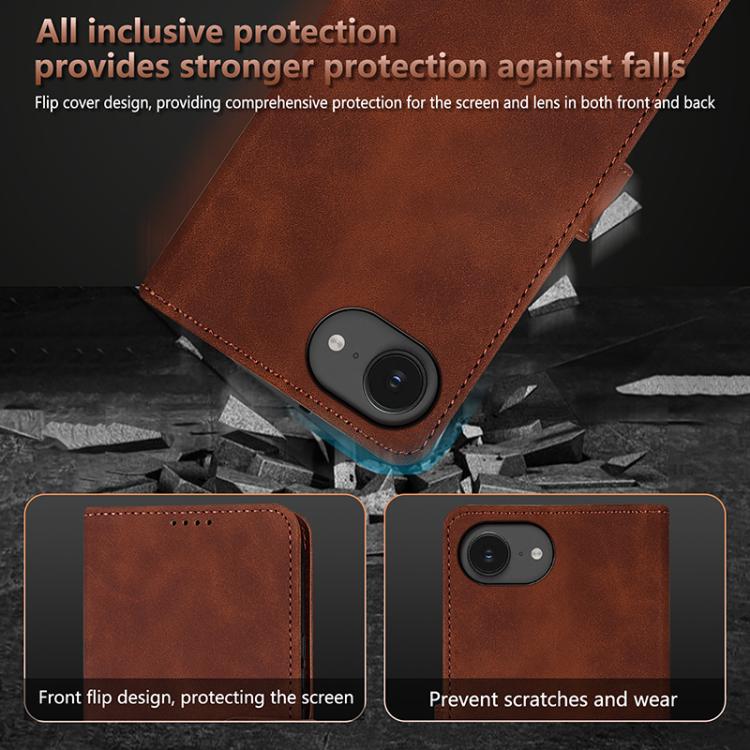 For iPhone 16e AZNS Skin Feel Calf Texture Flip Leather Phone Case(Blue) - iPhone 16e Cases by AZNS | Online Shopping UK | buy2fix