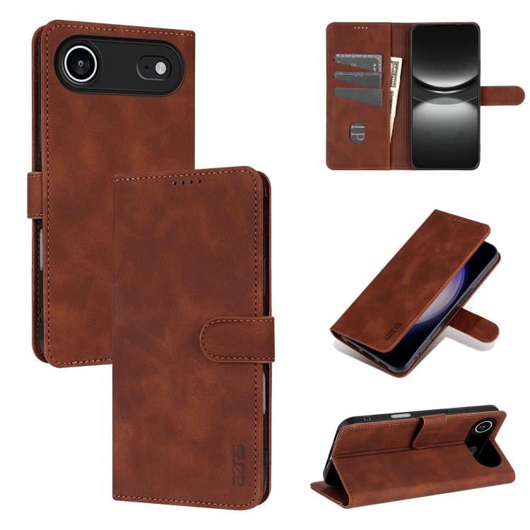 For iPhone Air AZNS Skin Feel Calf Texture Flip Leather Phone Case(Brown) - iPhone Air Cases by AZNS | Online Shopping UK | buy2fix