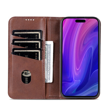 For iPhone 15 Pro AZNS Magnetic Calf Texture Flip Leather Phone Case(Dark Brown) - iPhone 15 Pro Cases by AZNS | Online Shopping UK | buy2fix