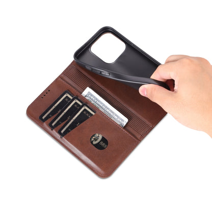 For iPhone 16 Pro AZNS Magnetic Calf Texture Flip Leather Phone Case(Dark Brown) - iPhone 16 Pro Cases by AZNS | Online Shopping UK | buy2fix