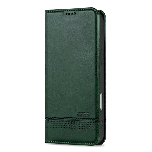 For iPhone 16 Plus AZNS Magnetic Calf Texture Flip Leather Phone Case(Dark Green) - iPhone 16 Plus Cases by AZNS | Online Shopping UK | buy2fix