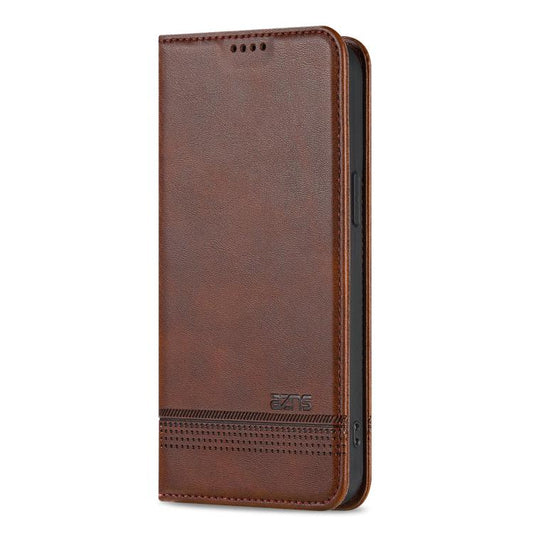 For iPhone 16e AZNS Magnetic Calf Texture Flip Leather Phone Case(Dark Brown) - iPhone 16e Cases by AZNS | Online Shopping UK | buy2fix